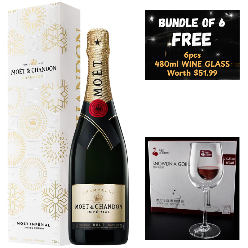 Moët and Chandon Impérial bundle of six with wine glasses